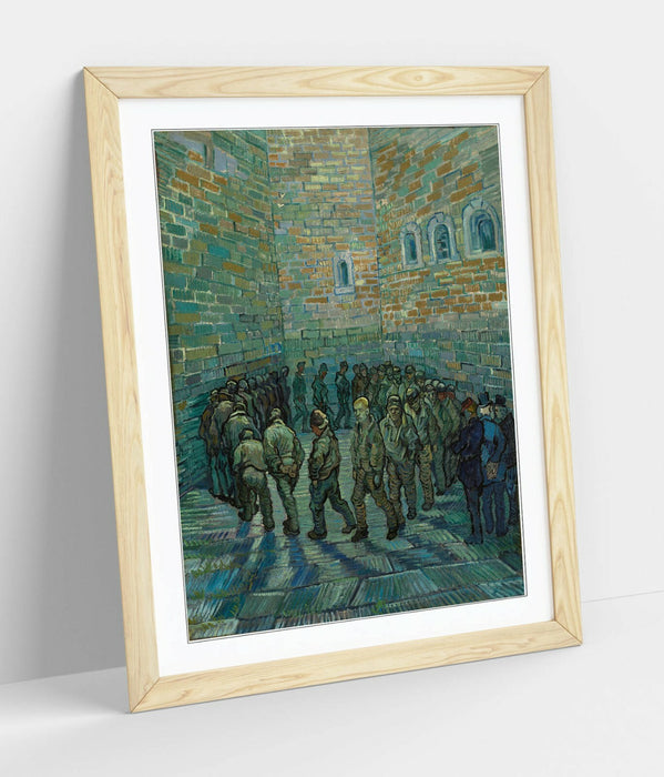 VAN GOGH PRISONERS' ROUND -ART FRAMED POSTER PICTURE PRINT ARTWORK- GREEN BLUE