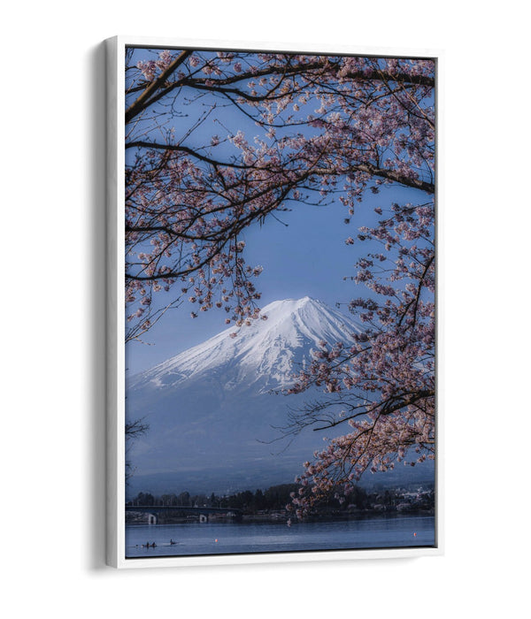 VIEW OF MOUNT FUJI WITH CHERRY BLOSSOM TREE FLOAT EFFECT CANVAS WALL ART PRINT
