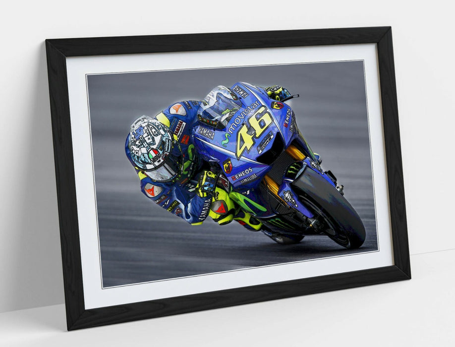 Framed Poster Art - Valentino Rossi Wall Art Prints | Handmade Woodgrain Frame