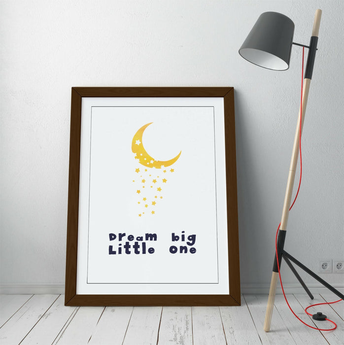 "DREAM BIG LITTLE ONE" WATERCOLOUR NURSERY QUOTE -FRAMED WALL ART PICTURE PRINT