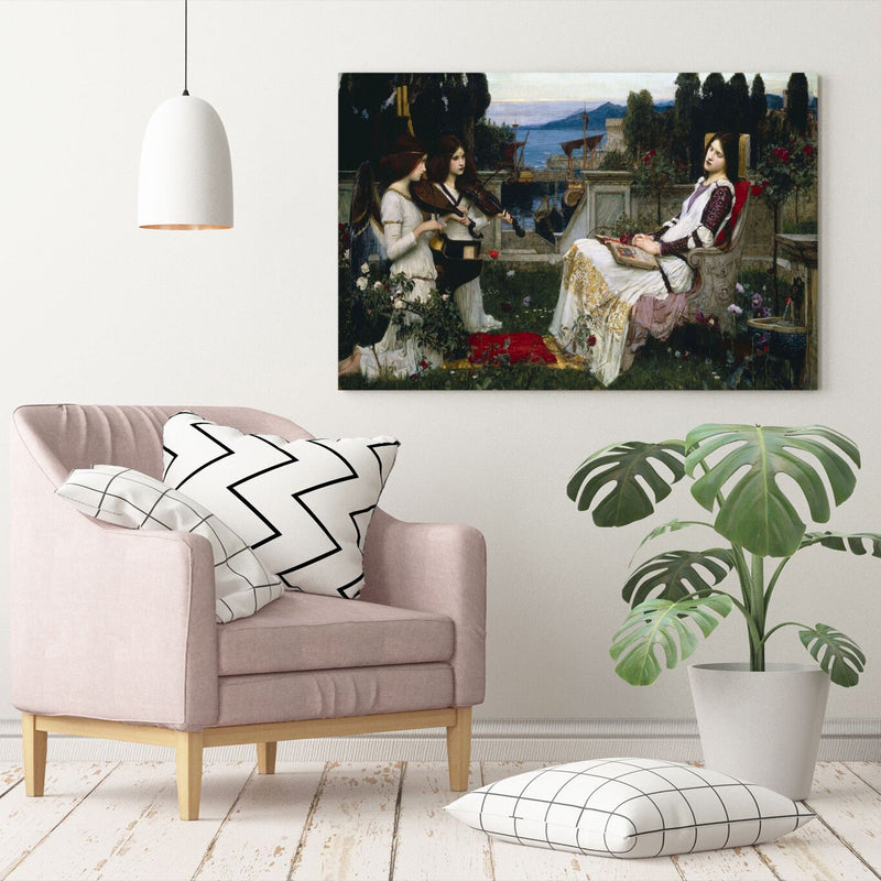 Canvas Wall Art – Framed John William Waterhouse St Cecelia Painting Print with Premium Varnish Finish