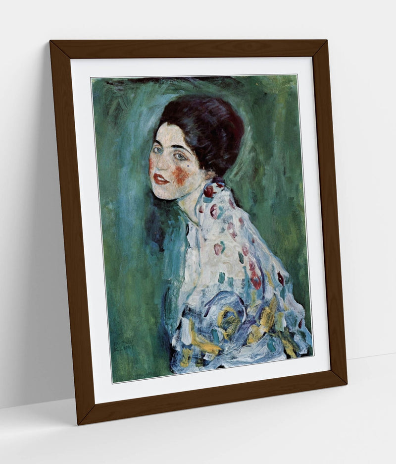 Framed Wall Art Poster - 'Gustav Klimt, Portrait of a Lady' Wall Art With Wood Grain Frame