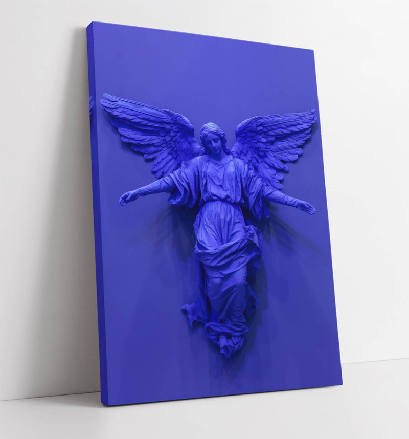 Angel Canvas Wall Art – Purple Blue Statue Print | Handmade Canvas Decor