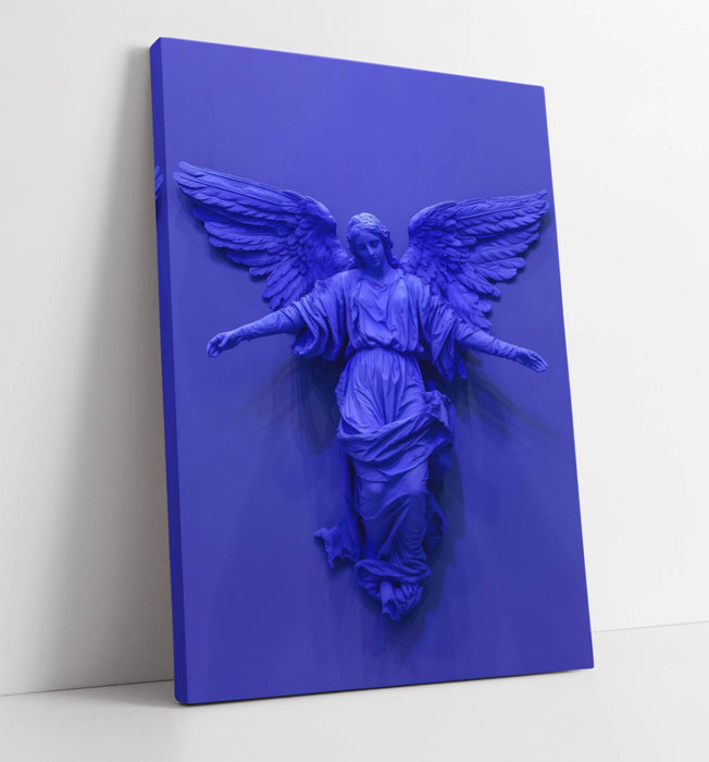 Angel Canvas Wall Art – Purple Blue Statue Print | Handmade Canvas Decor