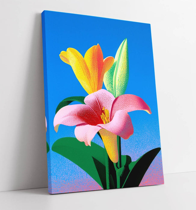 Colourful Lily Canvas – Handmade Floral Wall Art Print | Vibrant Flower Painting