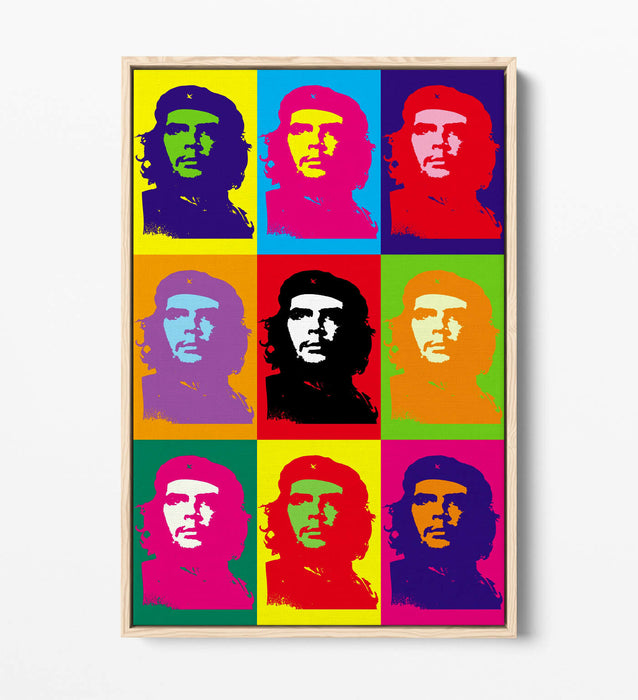 CHE GUEVARA COLOURFUL POP ART -FLOAT EFFECT CANVAS WALL ART PRINT