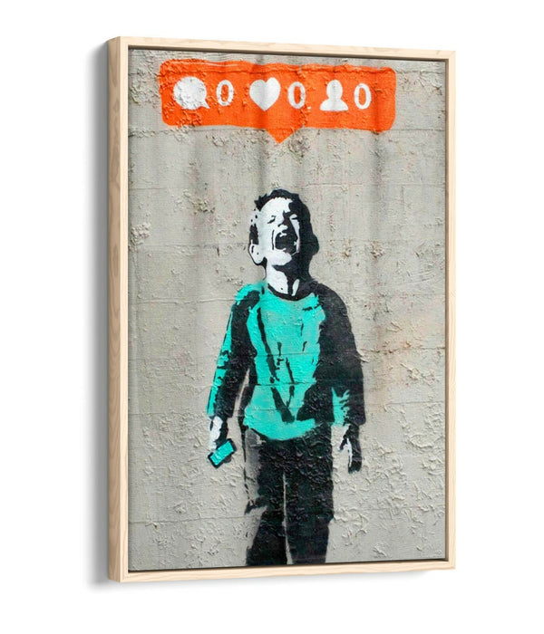 BANKSY "NO SOCIAL MEDIA" -FLOAT EFFECT CANVAS ART PRINT- GRAFFITI STREET ART