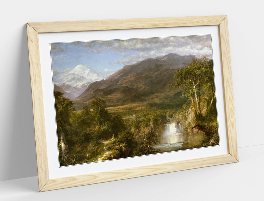 Framed Art Poster With Woodgrain Frame - Heart Of The Andes Classic Landscape Print
