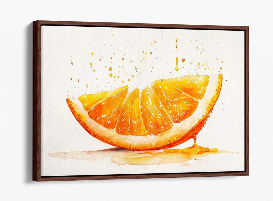 Canvas Wall Art – Juicy Orange Slice Float Effect Contemporary Print With Deep Frame