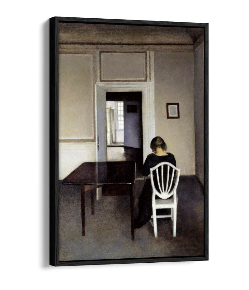 Canvas Wall Art | Vilhelm Hammershoi Interior With Ida - Stylish Float Effect Print