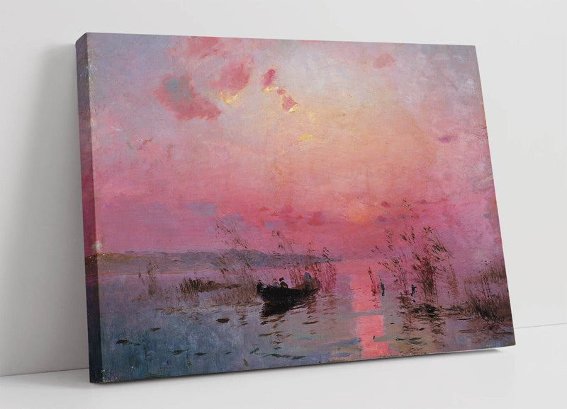 Canvas Wall Art - Serhii Vasylkivsky Sunset Lake Painting | Premium Varnish Finish