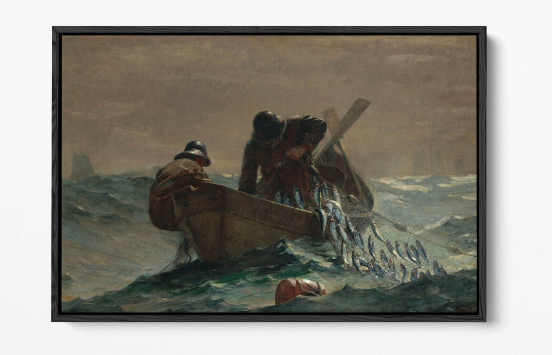 WINSLOW HOMER, THE HERRING NET -FLOAT EFFECT CANVAS WALL ART PRINT