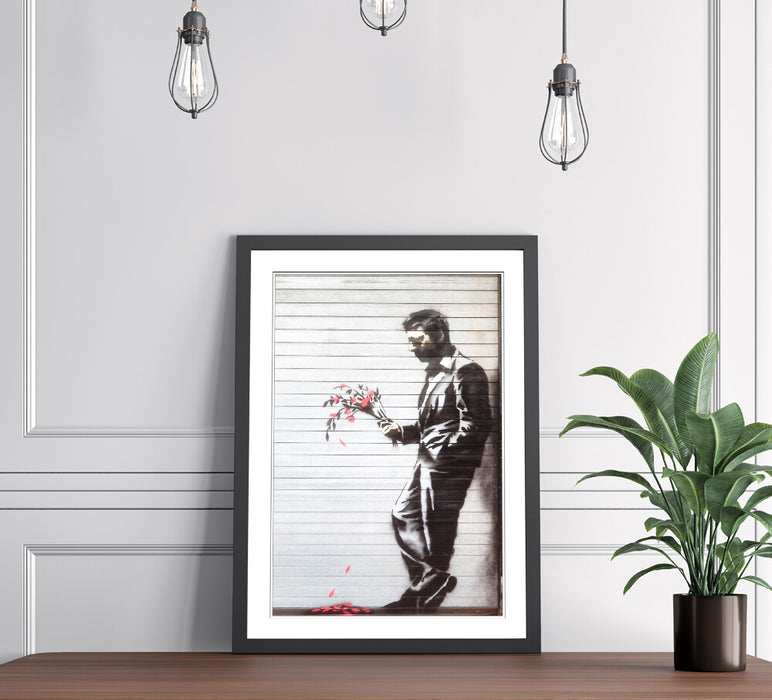 Banksy Framed Poster – Handmade UK Poster With Archival Ink Print & Woodgrain Frame
