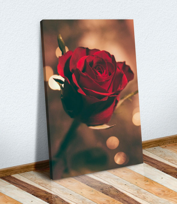 Canvas Wall Art – Handmade Framed Canvas Print With 30mm Deep Frame & Red Rose Artwork
