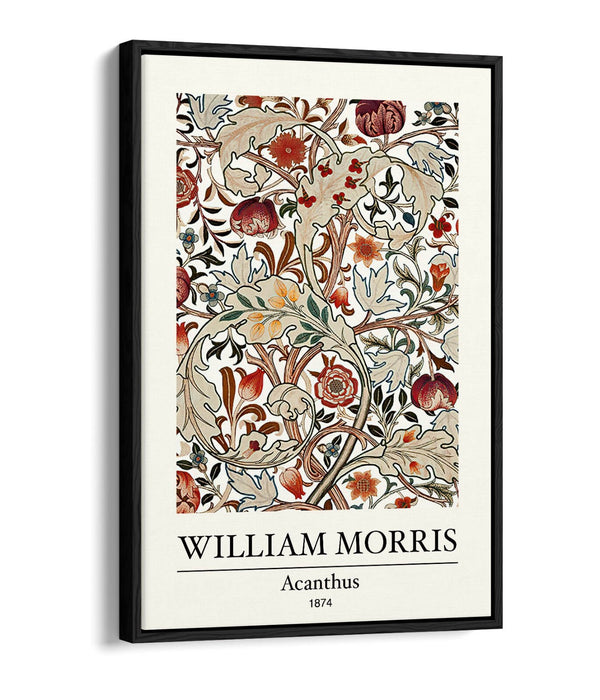 Float Effect Canvas Art – William Morris Floral Wall Decor With 30mm Deep Frame