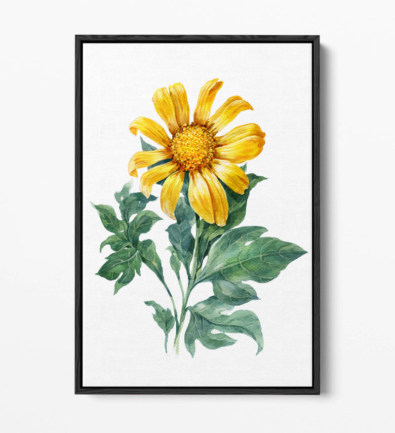 Sunflower Canvas Art - Vibrant Watercolor Print | Float Effect Wall Decor