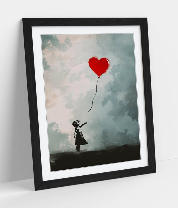 Banksy Wall Art Print – Heart Balloon Girl Art Framed Wall Decor Poster