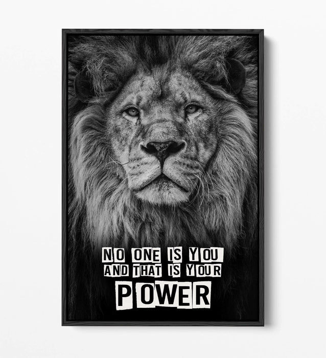 LION HEAD QUOTE FLOAT EFFECT CANVAS WALL ART PIC PRINT GRAFFITI- BLACK GREY