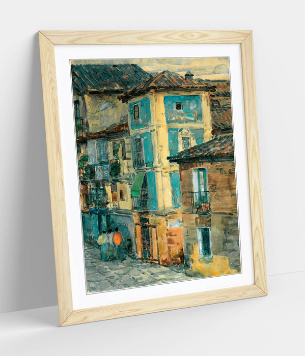 Framed Wall Art Poster - Childe Hassam Spain Street Scene Print | Handmade Decor