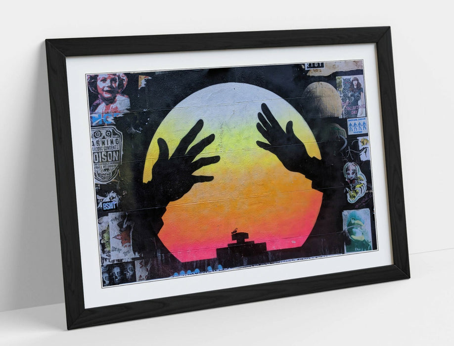 Framed Graffiti Poster - Urban Wall Art With Woodgrain Frame & Matte Finish Print