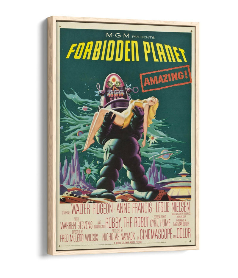 Forbidden Planet Poster - Vintage Sci Fi Wall Art | Float Effect Canvas Print