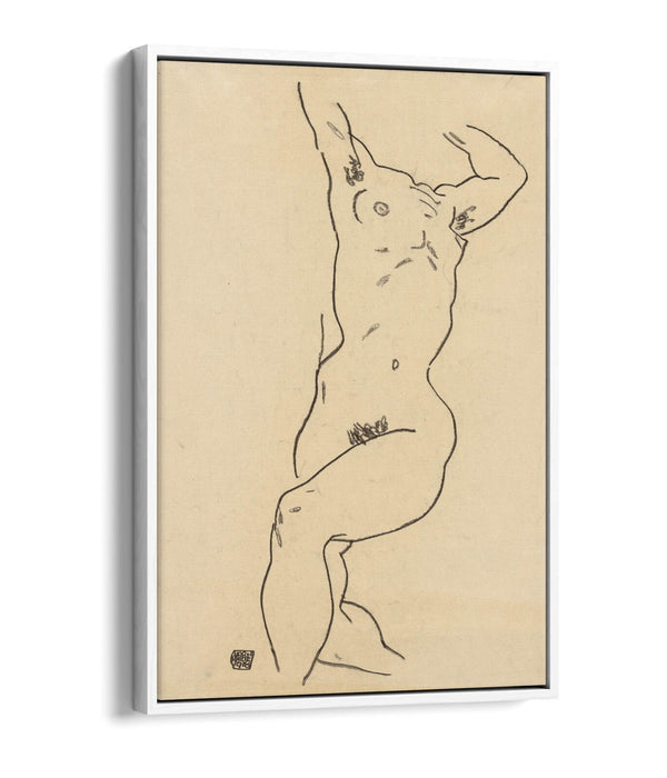 Canvas Wall Art Print – Egon Schiele Reclining Nude Painting | Float Effect Canvas