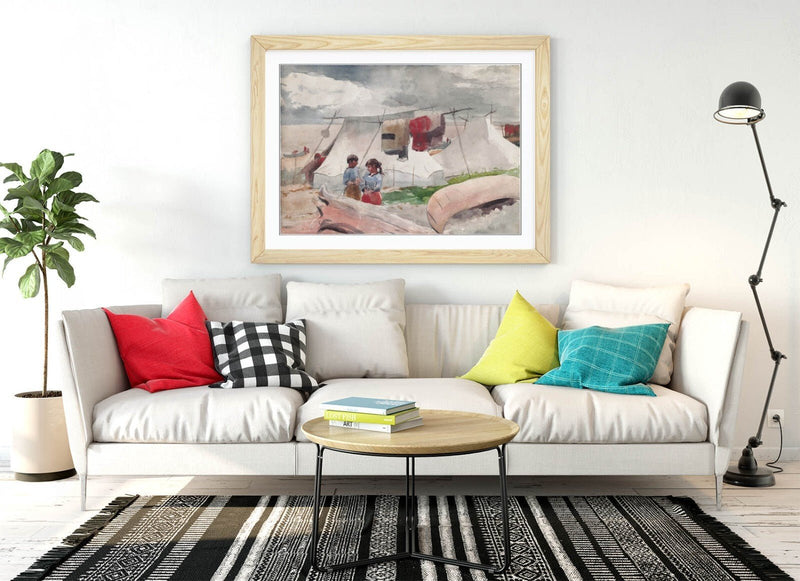 Framed Wall Art - Winslow Homer Indian Camp Painting | Handmade UK Wood Grain Frame