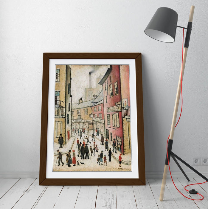 an old street CANVAS WALL ART PICTURE PRINT PAINTING FRAMED Ls Lowry Style