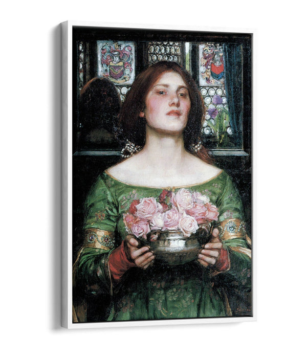 WATERHOUSE GATHER YE ROSEBUDS -FLOAT EFFECT CANVAS WALL ART PIC PRINT- PINK