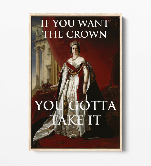 "IF YOU WANT THE CROWN" MOTIVATIONAL QUOTE SLOGAN -FLOAT EFFECT CANVAS ART PRINT