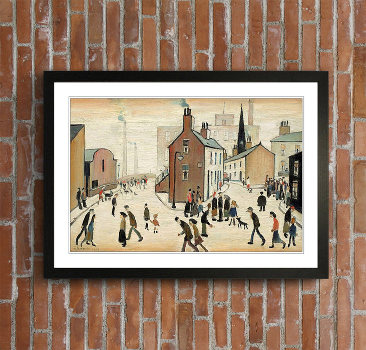 Street Scene People FRAMED WALL ART PRINT PAINTING Artwork 4 SIZE LS Lowry Style