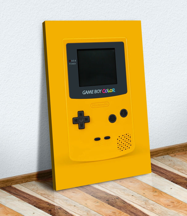 Canvas Wall Art Retro Game Art - 30mm Frame Handmade Yellow Gameboy Print