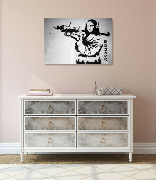 BANKSY - MONA LISA ROCKET LAUNCHER CANVAS ART PRINT ARTWORK