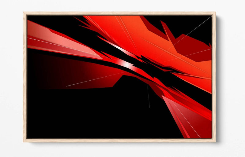 Float Effect Canvas Art - Red Black Abstract Bedroom Decor | 30mm Deep Frame