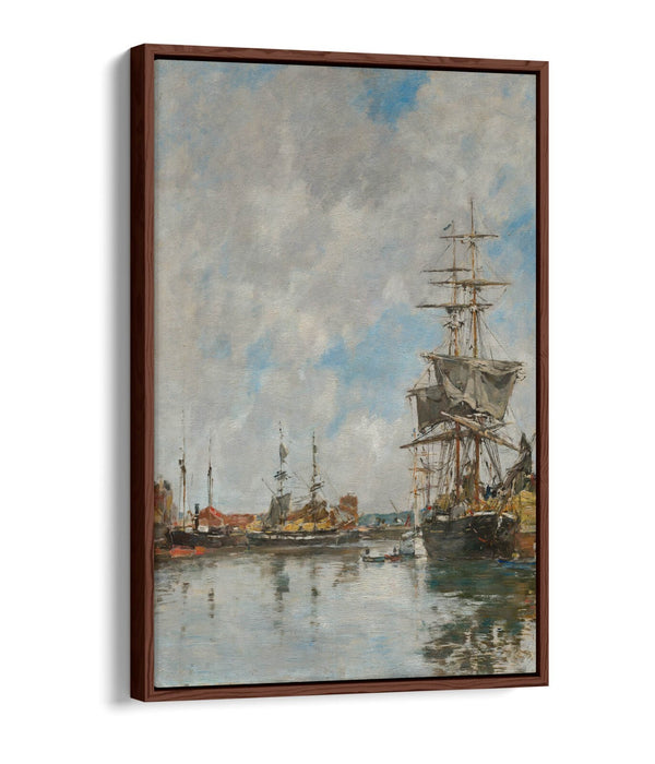 EUGENE BOUDIN, THE DOCK OF DEAUVILLE -FLOAT EFFECT CANVAS WALL ART PRINT