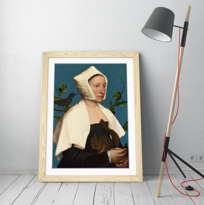 Framed Art Poster Featuring Hans Holbein The Younger Portrait | Handmade Woodgrain Frame