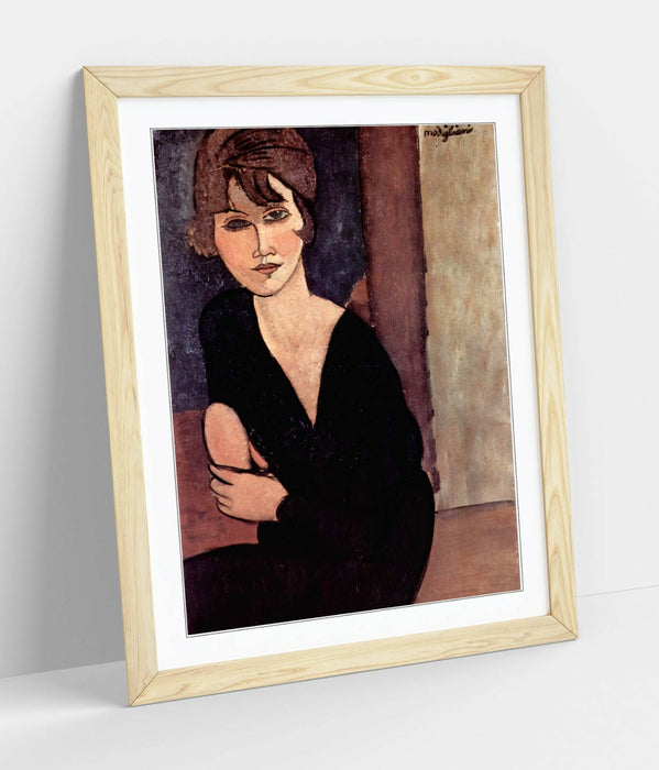Modigliani Framed Wall Art – Handmade UK Portrait Print with Wood Grain Frame