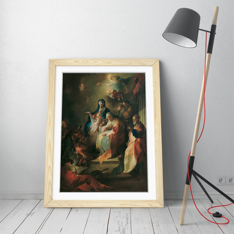 Framed Wall Art – Franz Maulbertsch Holy Kin Painting | Natural Wood Frame