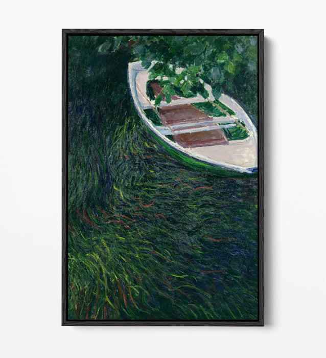 Canvas Wall Art Print – Claude Monet Row Boat Float Effect On Premium Frame