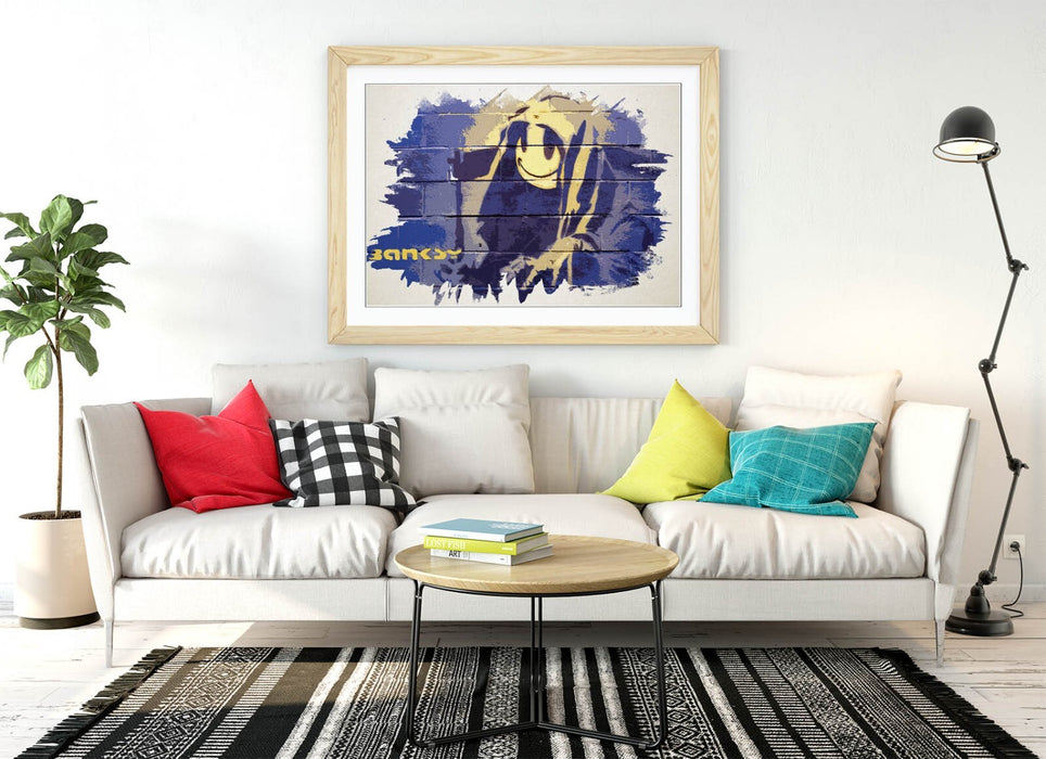 Banksy Framed Art Print – Graffiti Wall Art | Grim Reaper Watercolour Style Poster