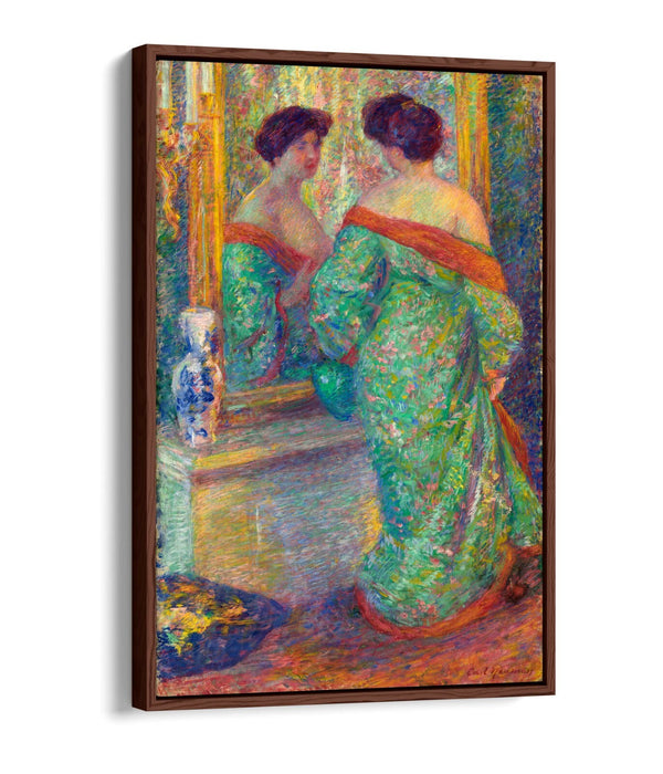 Float Effect Canvas Art - Lady Reflected In Mirror by Carl Newman | Premium Varnish Finish
