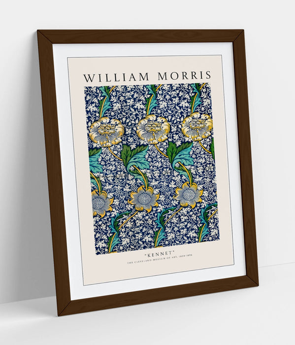 Framed Wall Art - William Morris 'Kennet' Plant Decor Poster Print With Wood Grain Frame