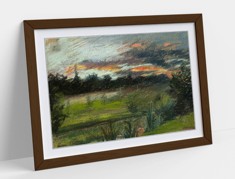 Framed Wall Art - Paul Huet Blue Orange Sky Painting | Matte Paper Print