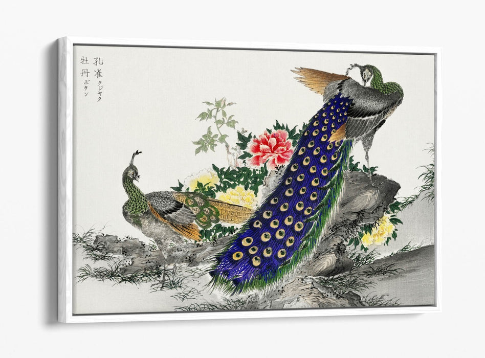 Canvas Wall Art Print - Peacock And Peony Float Effect | Handmade UK Canvas Art