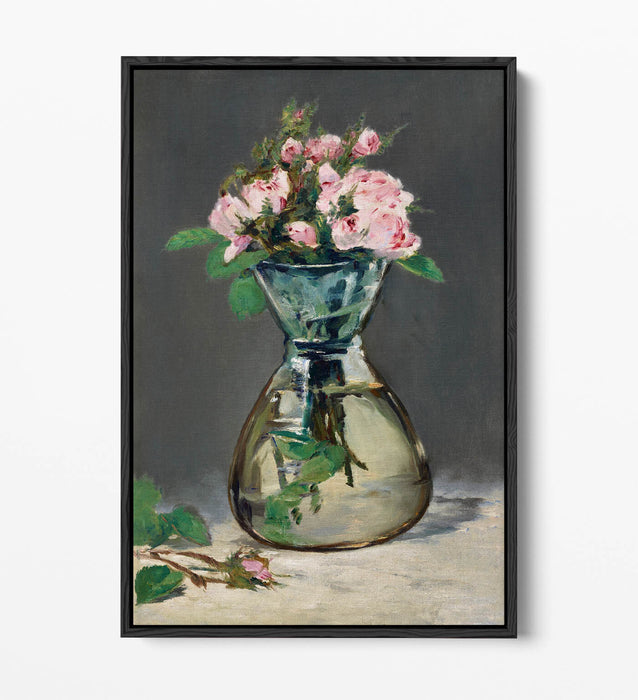 Canvas Wall Art - Edouard Manet Moss Roses Floral Print | Premium Float Effect Frame