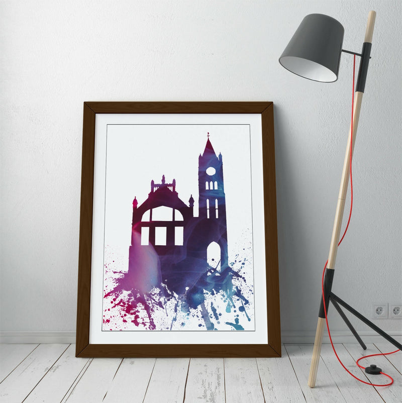 Framed Wall Art - Derry Guildhall Print | Handmade UK Art, Natural Wood Frame