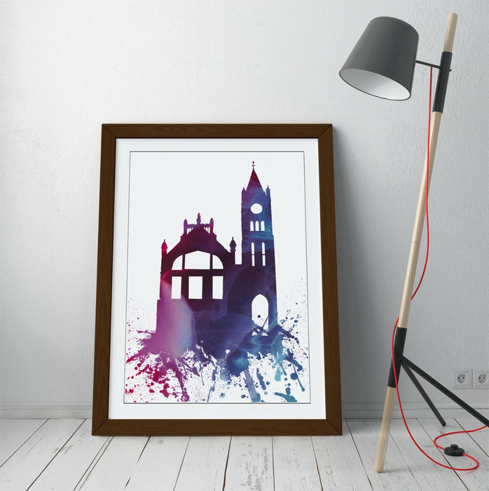 DERRY CITY GUILDHALL SPLASH ART, DERRY GIRLS -FRAMED WALL ART PICTURE PRINT