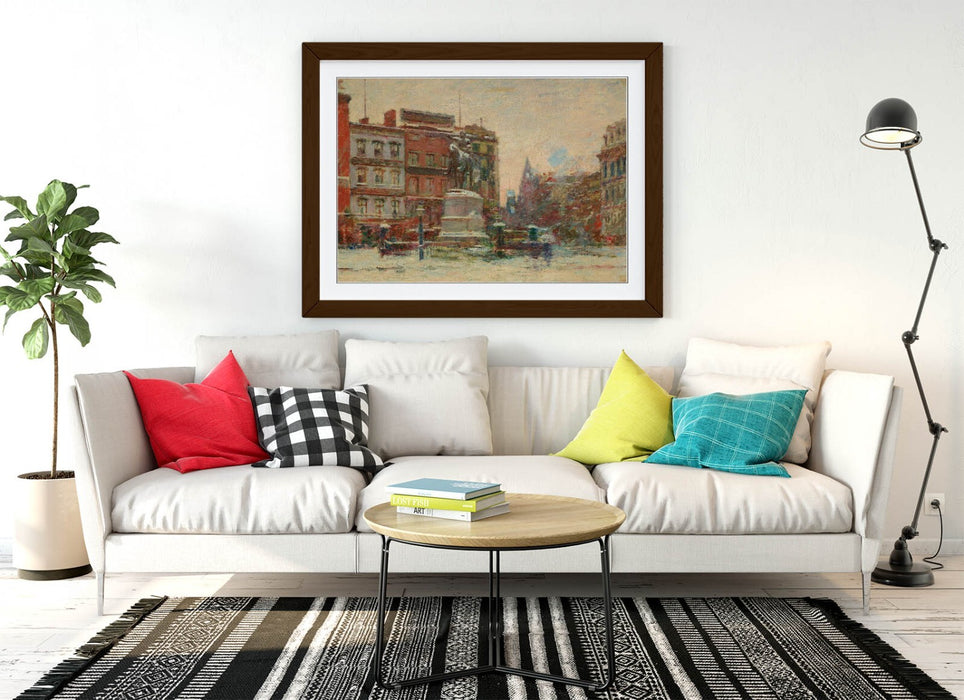 Framed Wall Art Poster – Theodore Robinson Union Square Winter Painting Print