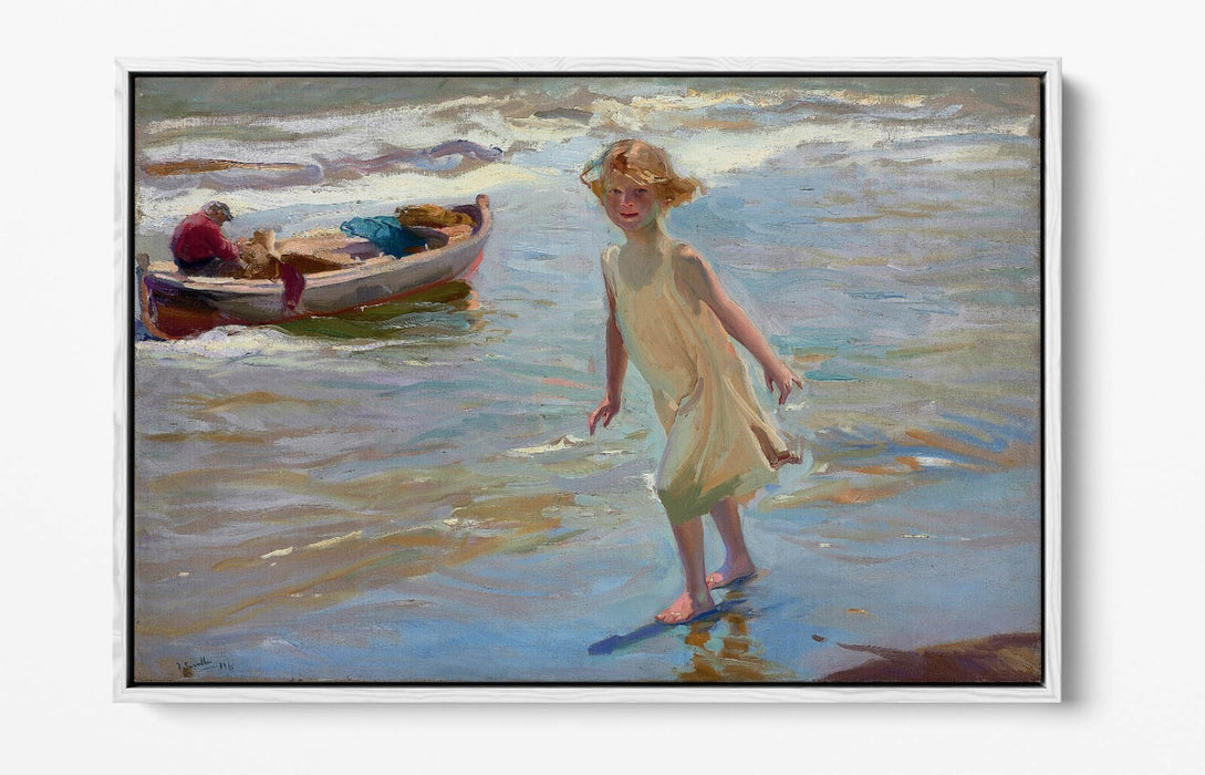JOAQUIN SOROLLA, GIRL ON THE BEACH -FLOAT EFFECT CANVAS ART PRINT
