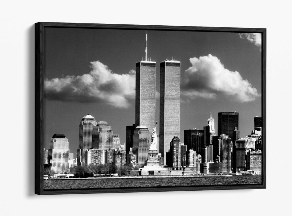 Canvas Wall Art - NYC Twin Towers Print | Float Effect, Black & White Decor